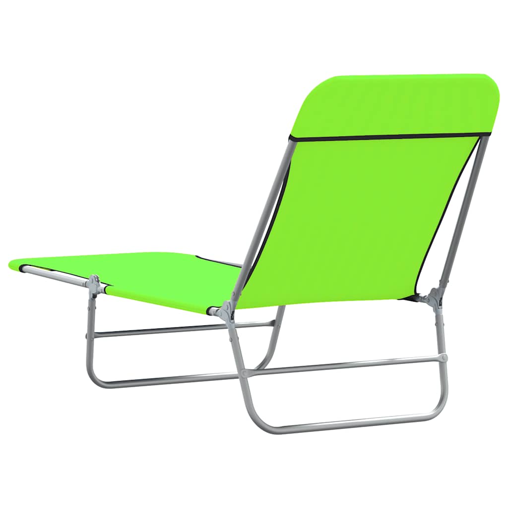 vidaXL Foldable Sun Loungers 2 pcs Steel and Fabric Green