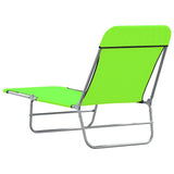 vidaXL Foldable Sun Loungers 2 pcs Steel and Fabric Green
