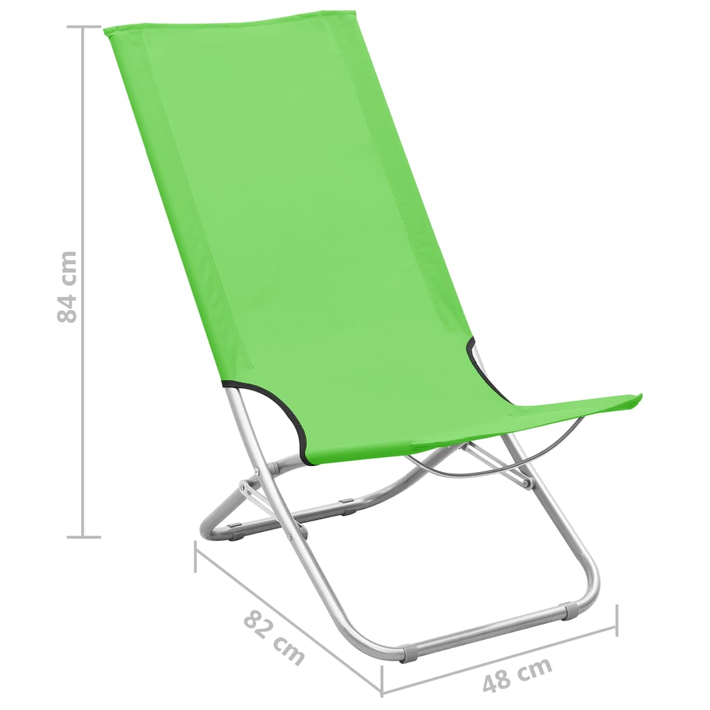 vidaXL Strandstoelen 2 st inklapbaar stof groen