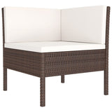 vidaXL 3-delige Loungeset met kussens poly rattan bruin