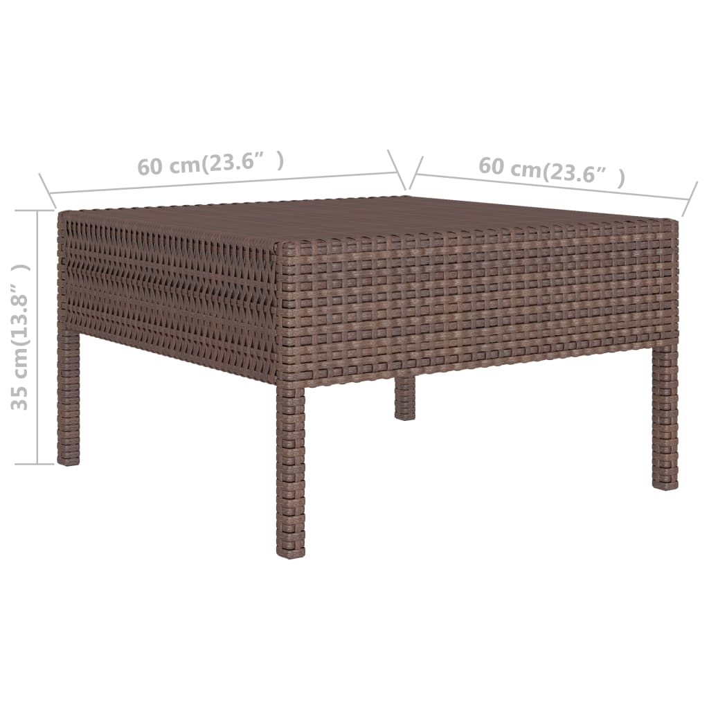 vidaXL 3-delige Loungeset met kussens poly rattan bruin