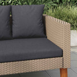 vidaXL 3-Seater Garden Bench with Cushions Poly Rattan Beige