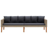 vidaXL 3-Seater Garden Bench with Cushions Poly Rattan Beige