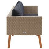 vidaXL 3-Seater Garden Bench with Cushions Poly Rattan Beige