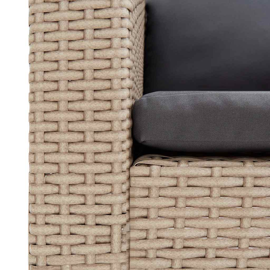 vidaXL 3-Seater Garden Bench with Cushions Poly Rattan Beige