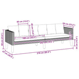 vidaXL 3-Seater Garden Bench with Cushions Poly Rattan Beige
