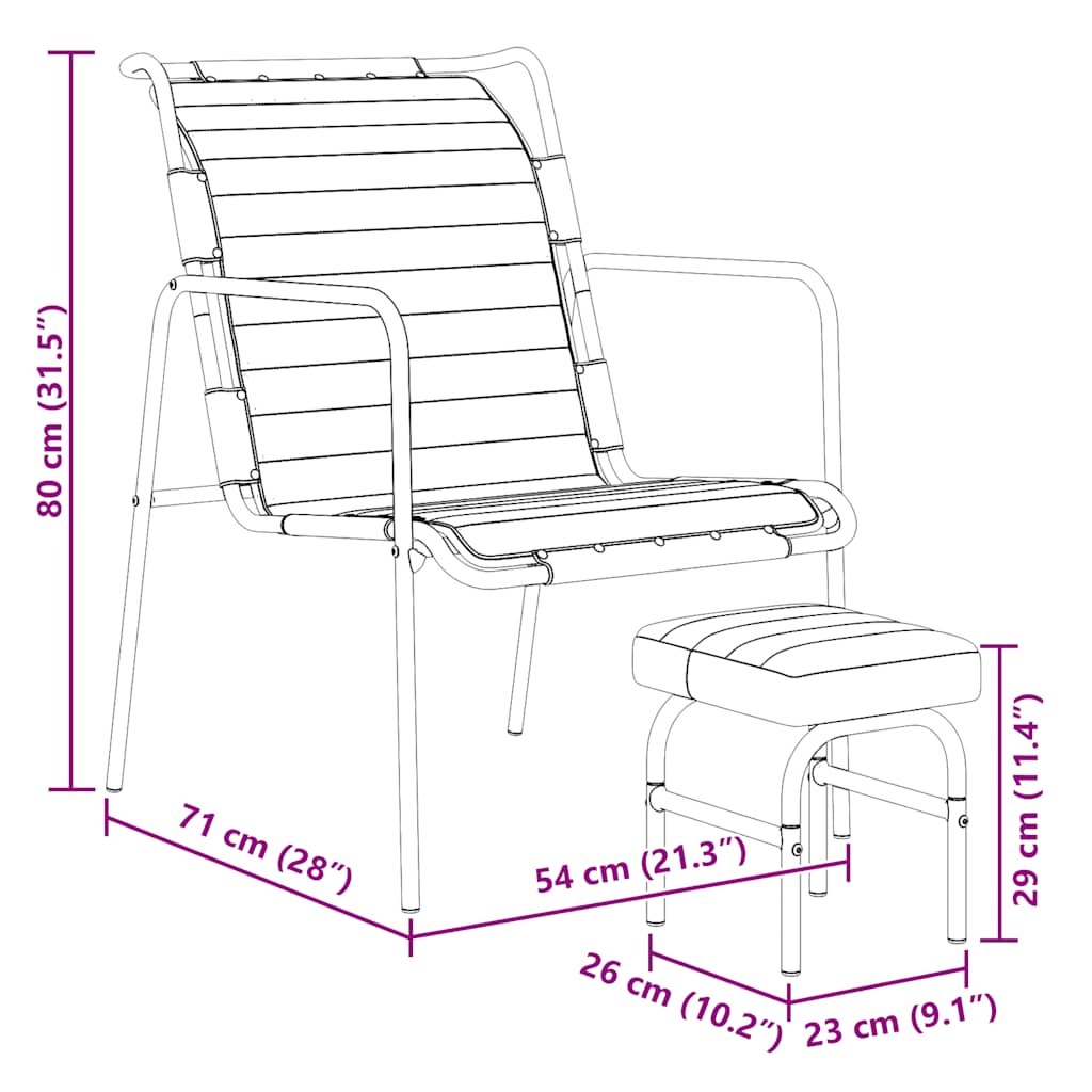 vidaXL Relaxfauteuil met voetenbankje echt leer bruin