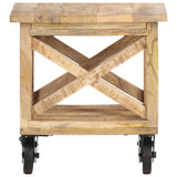 vidaXL Bijzettafel op wieltjes 40x40x42 cm ruw mangohout