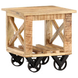 vidaXL Bijzettafel op wieltjes 40x40x42 cm ruw mangohout