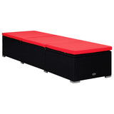 vidaXL Ligbed met kussen en theetafel poly rattan rood