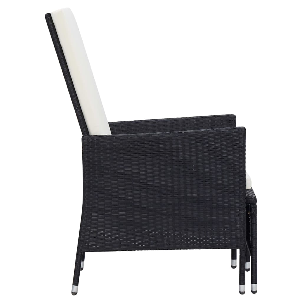 vidaXL Tuinstoel verstelbaar met kussens poly rattan zwart