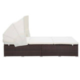 vidaXL Sun Lounger with Cushion 2-Seater Poly Rattan Brown