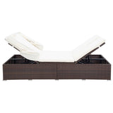 vidaXL Sun Lounger with Cushion 2-Seater Poly Rattan Brown