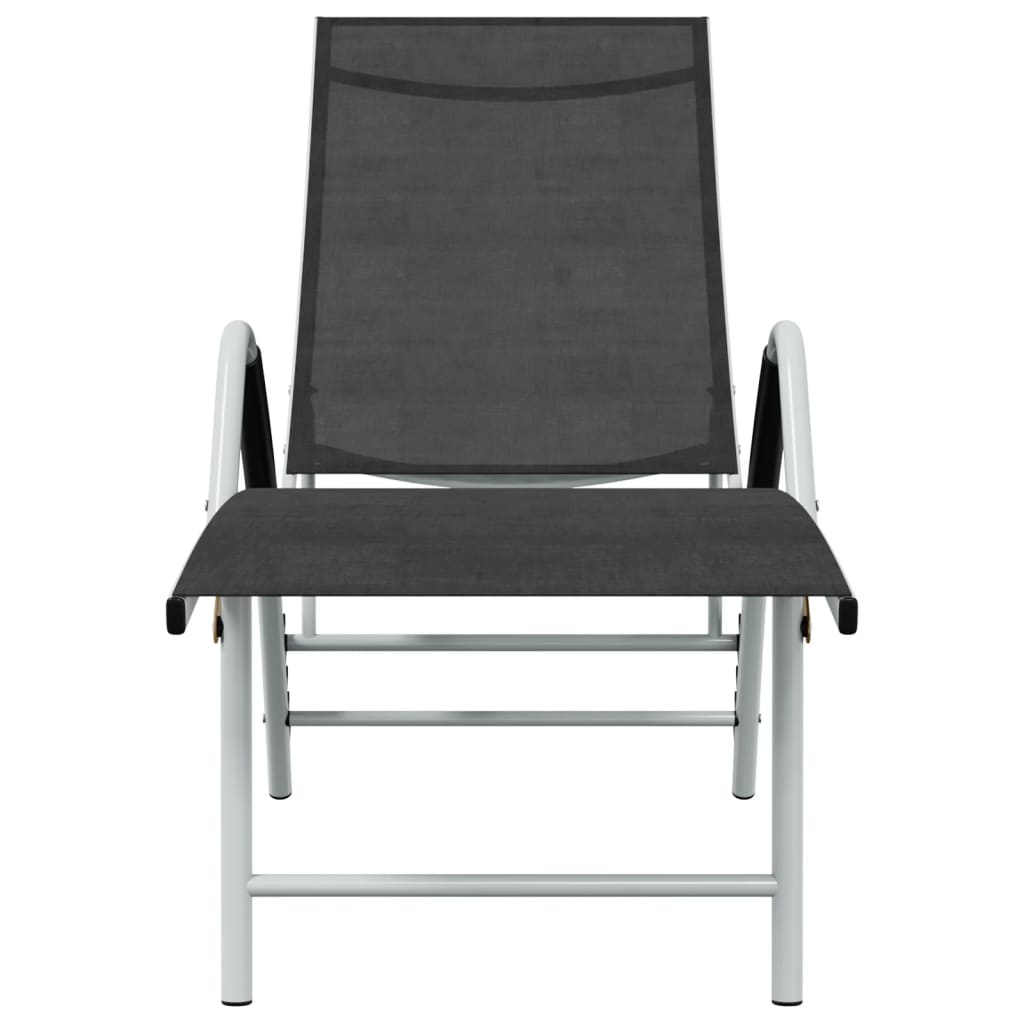 vidaXL Ligbed textileen en aluminium zwart