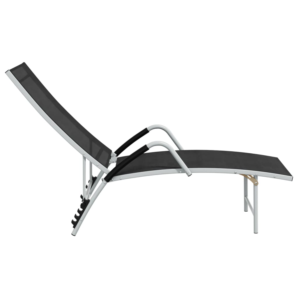 vidaXL Ligbed textileen en aluminium zwart