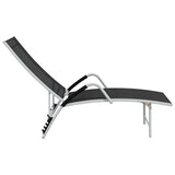 vidaXL Ligbed textileen en aluminium zwart