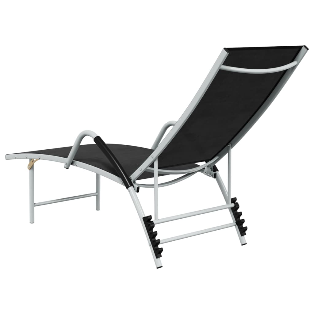 vidaXL Ligbed textileen en aluminium zwart