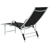 vidaXL Ligbed textileen en aluminium zwart
