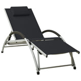 vidaXL Sun Lounger with Cushion Textilene Black