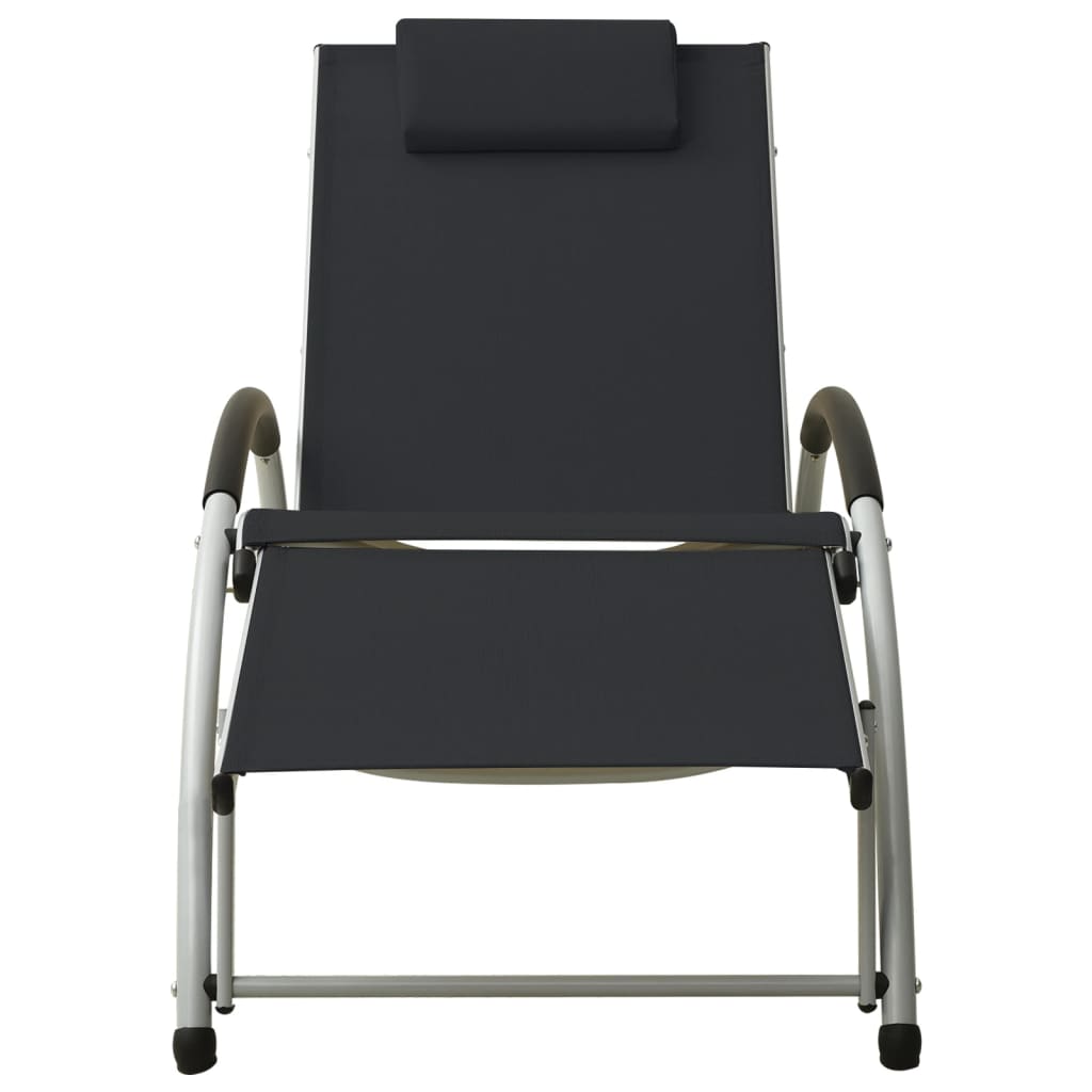 vidaXL Sun Lounger with Cushion Textilene Black