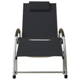 vidaXL Sun Lounger with Cushion Textilene Black