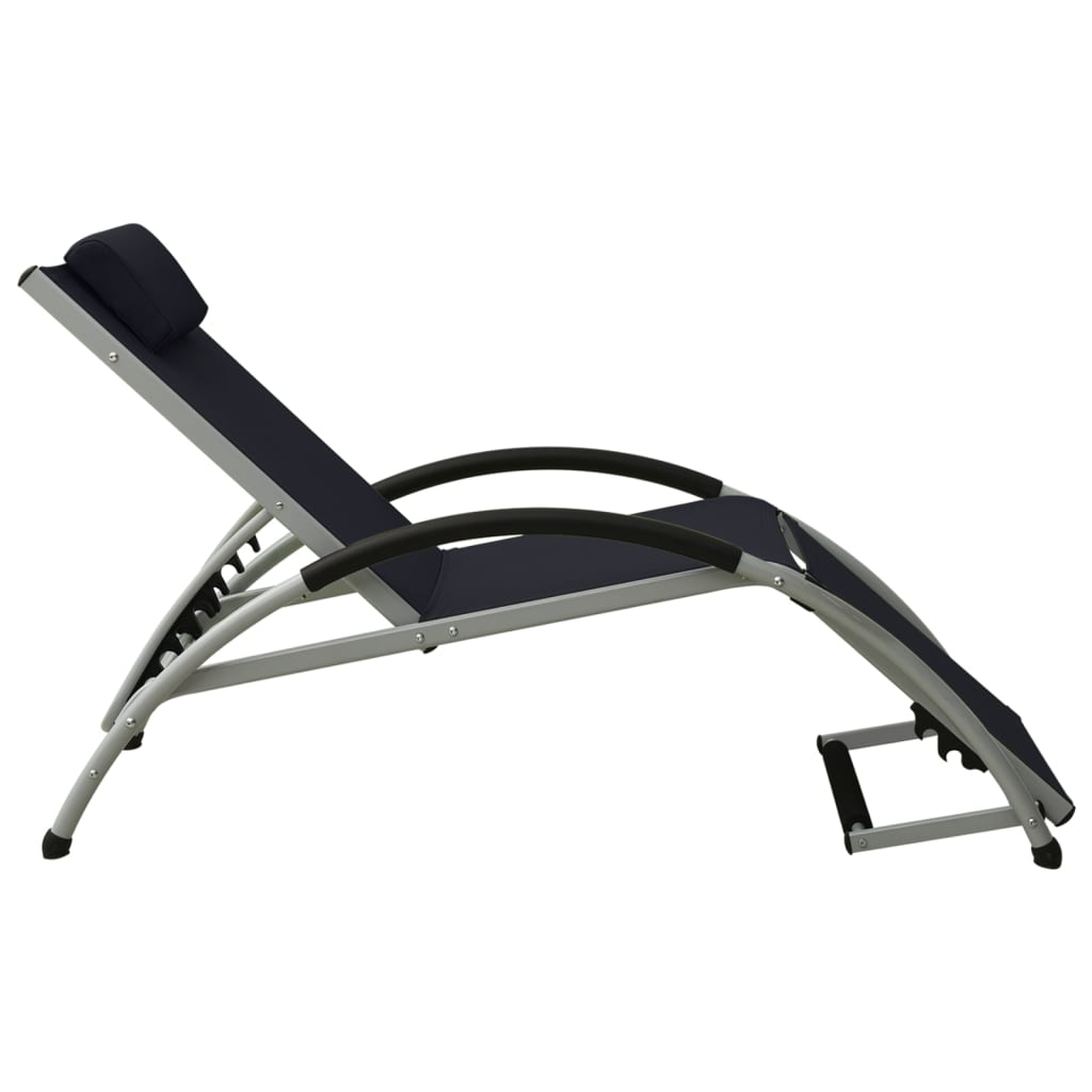 vidaXL Sun Lounger with Cushion Textilene Black