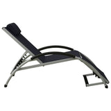 vidaXL Sun Lounger with Cushion Textilene Black