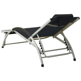 vidaXL Sun Lounger with Cushion Textilene Black