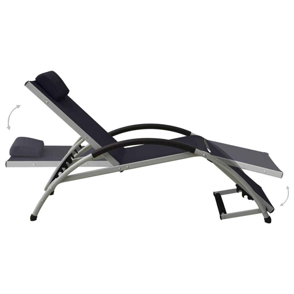 vidaXL Sun Lounger with Cushion Textilene Black
