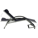 vidaXL Sun Lounger with Cushion Textilene Black