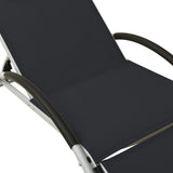 vidaXL Sun Lounger with Cushion Textilene Black