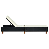 vidaXL Sun Lounger with Cushion Poly Rattan Black