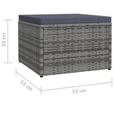 vidaXL Banque de jardin avec coussins en poly rotin gris
