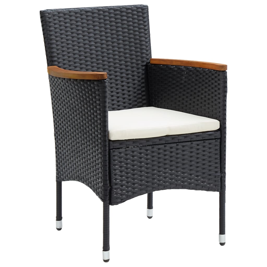 vidaXL Garden Chairs 4 pcs Poly Rattan Black