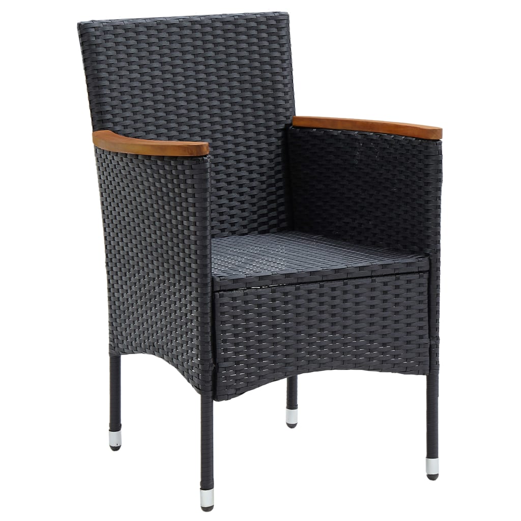vidaXL Garden Chairs 4 pcs Poly Rattan Black