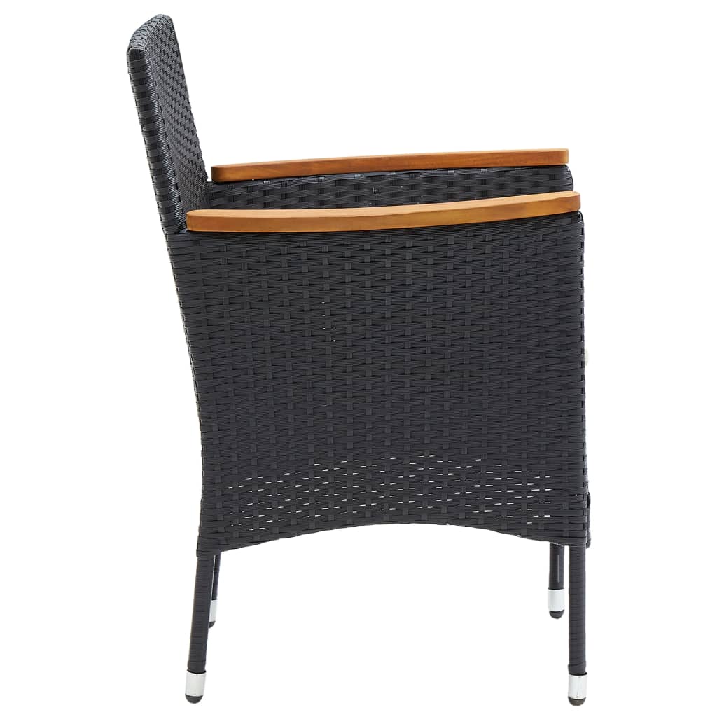 vidaXL Garden Chairs 4 pcs Poly Rattan Black