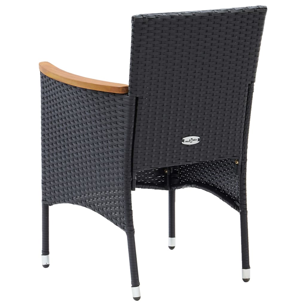 vidaXL Garden Chairs 4 pcs Poly Rattan Black
