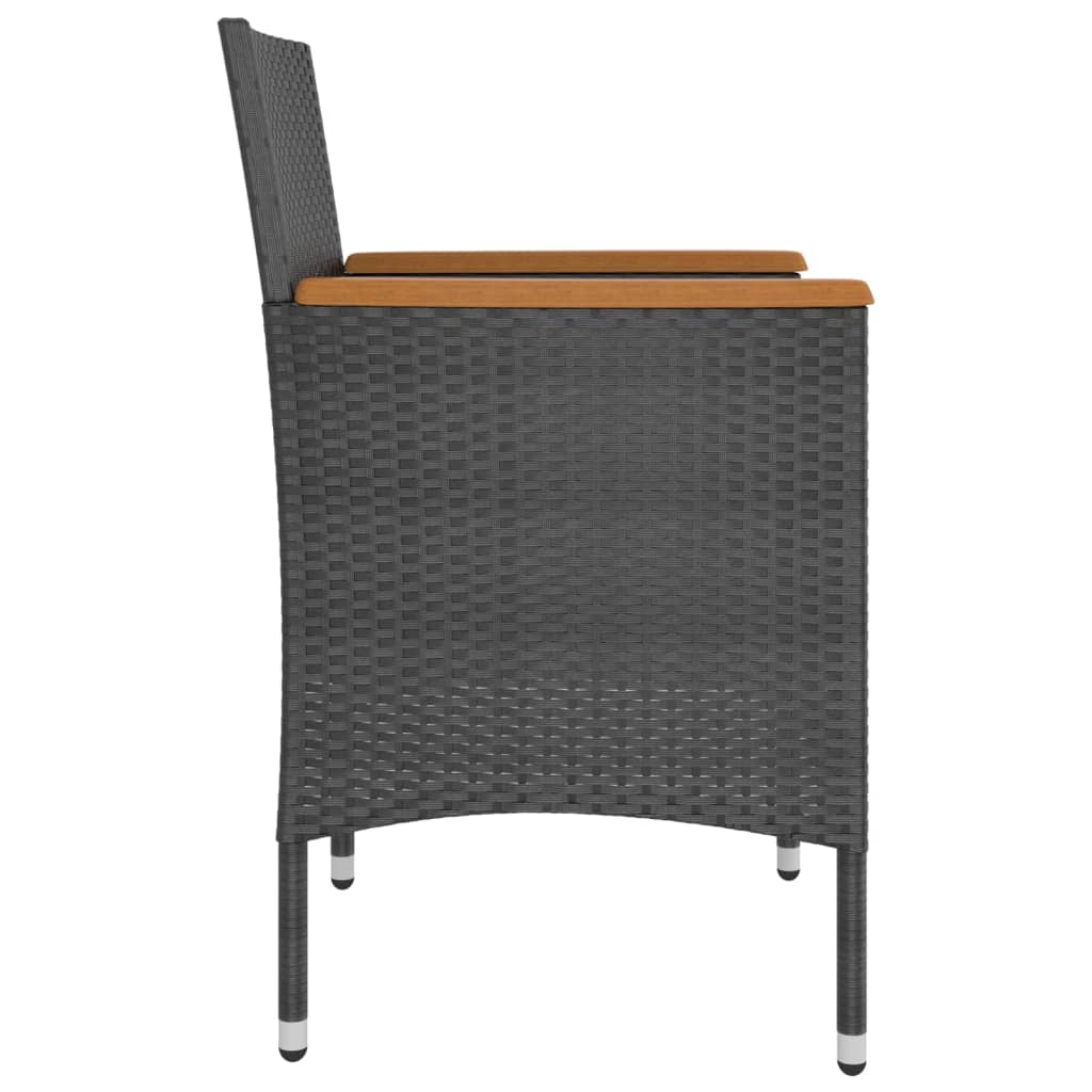 vidaXL 4-delige Tuinstoel- en voetenbankset poly rattan zwart