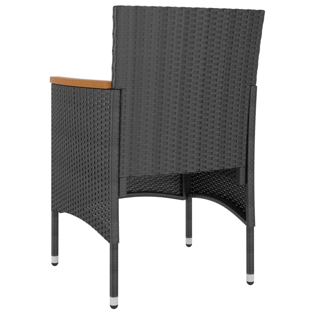 vidaXL 4-delige Tuinstoel- en voetenbankset poly rattan zwart