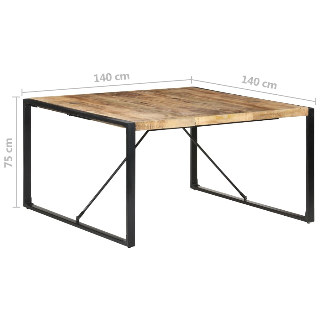 vidaXL Eettafel 140x140x75 cm ruw mangohout