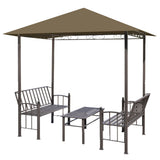 vidaXL Tuinpaviljoen met tafel en bankjes 180 g/m² 2,5x1,5x2,4 m taupe