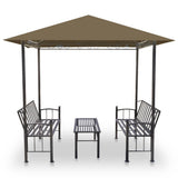 vidaXL Tuinpaviljoen met tafel en bankjes 180 g/m² 2,5x1,5x2,4 m taupe