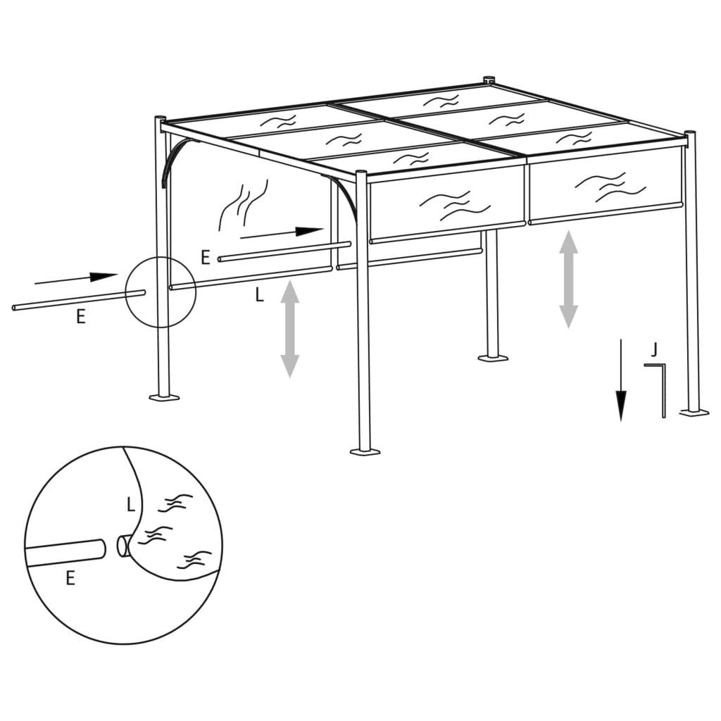 vidaXL Pergola met uittrekbaar dak 180 g/m² 3x3 m taupe