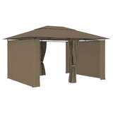 vidaXL Tuinpaviljoen met gordijnen 180 g/m² 4x3 m taupe