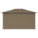 vidaXL Tuinpaviljoen met gordijnen 180 g/m² 4x3 m taupe