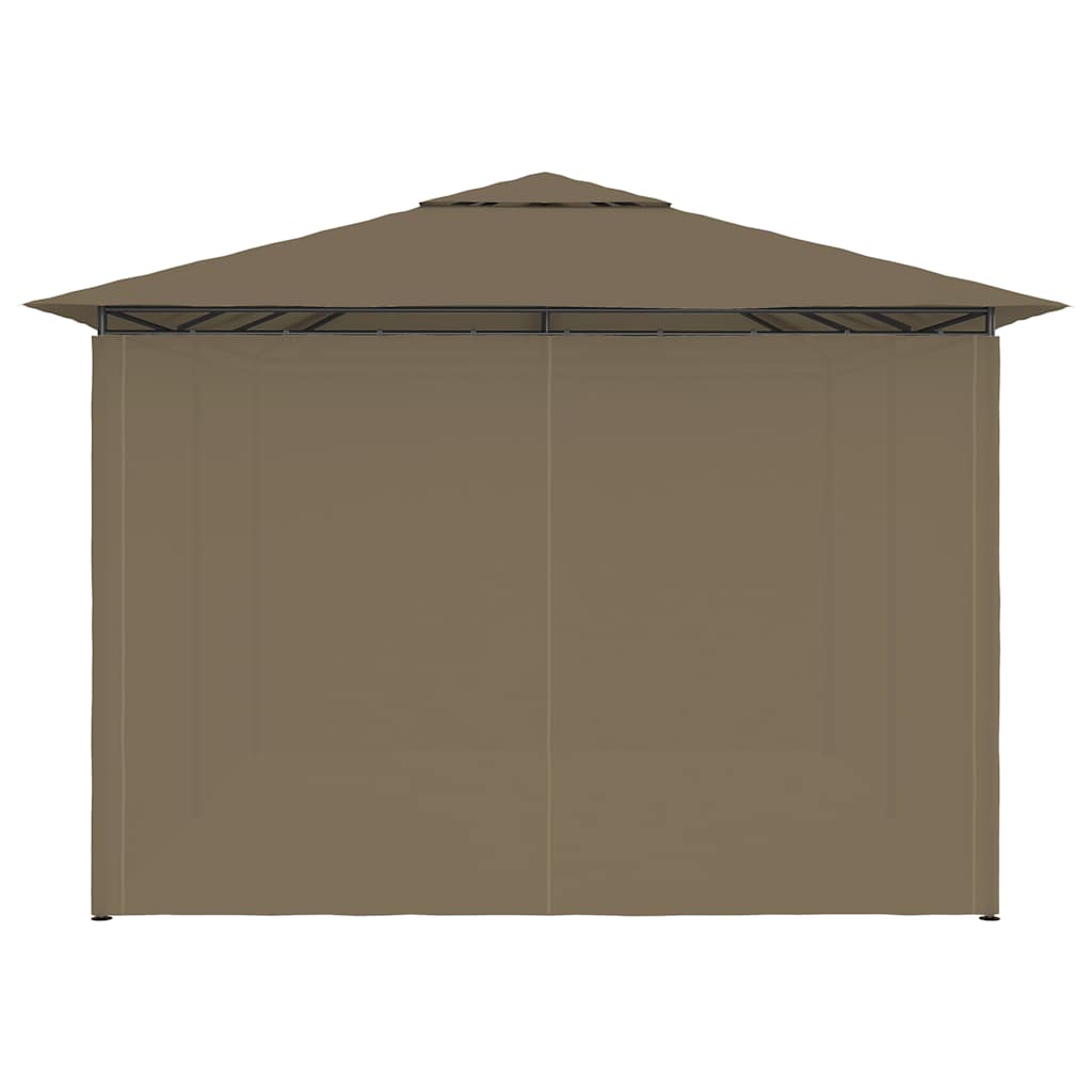 vidaXL Tuinpaviljoen met gordijnen 180 g/m² 4x3 m taupe