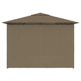 vidaXL Tuinpaviljoen met gordijnen 180 g/m² 4x3 m taupe
