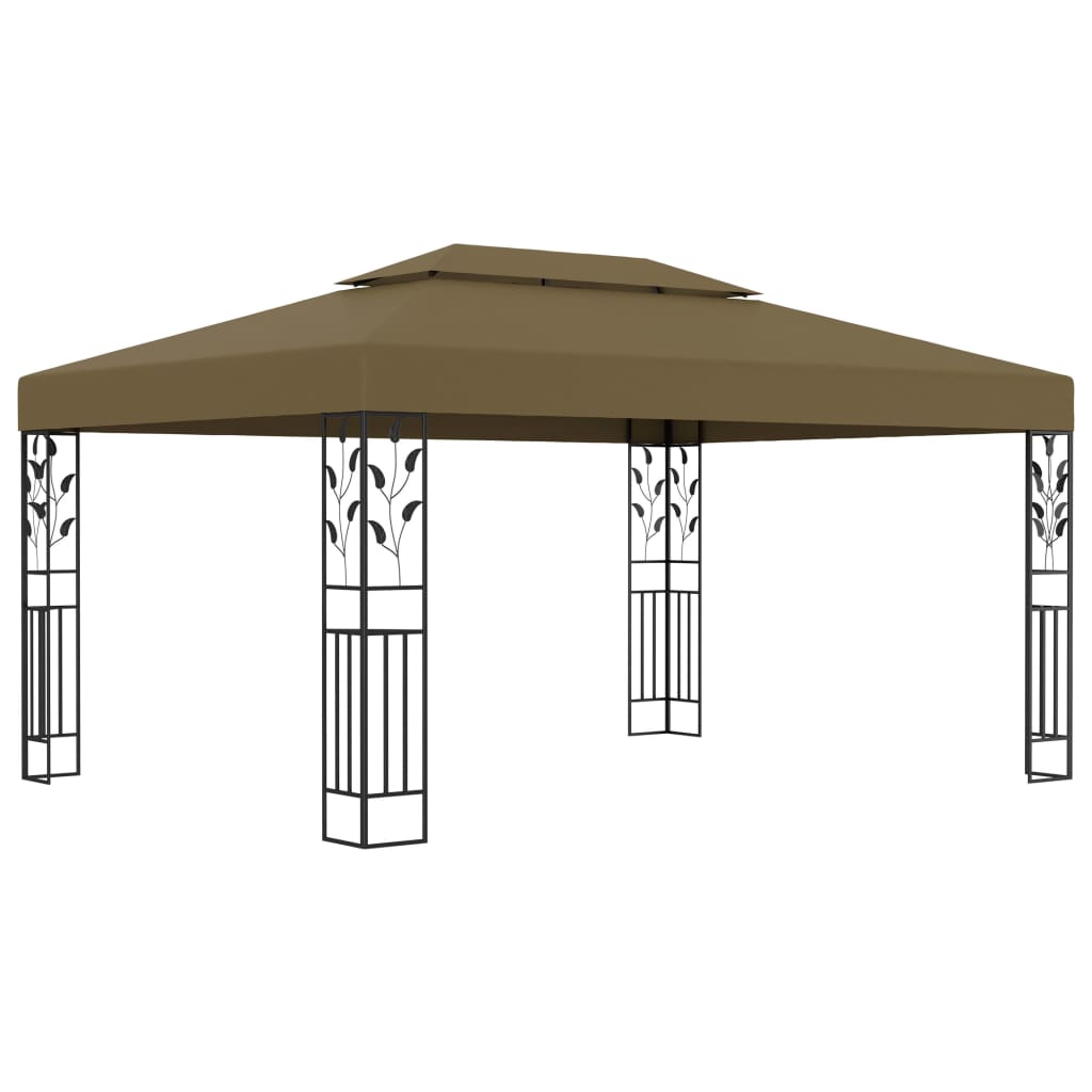 vidaXL Prieel met dubbel dak 180 g/m² 3x4 m taupe