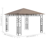 vidaXL Prieel met klamboe 3x3x2,73 m 180 g/m² taupe