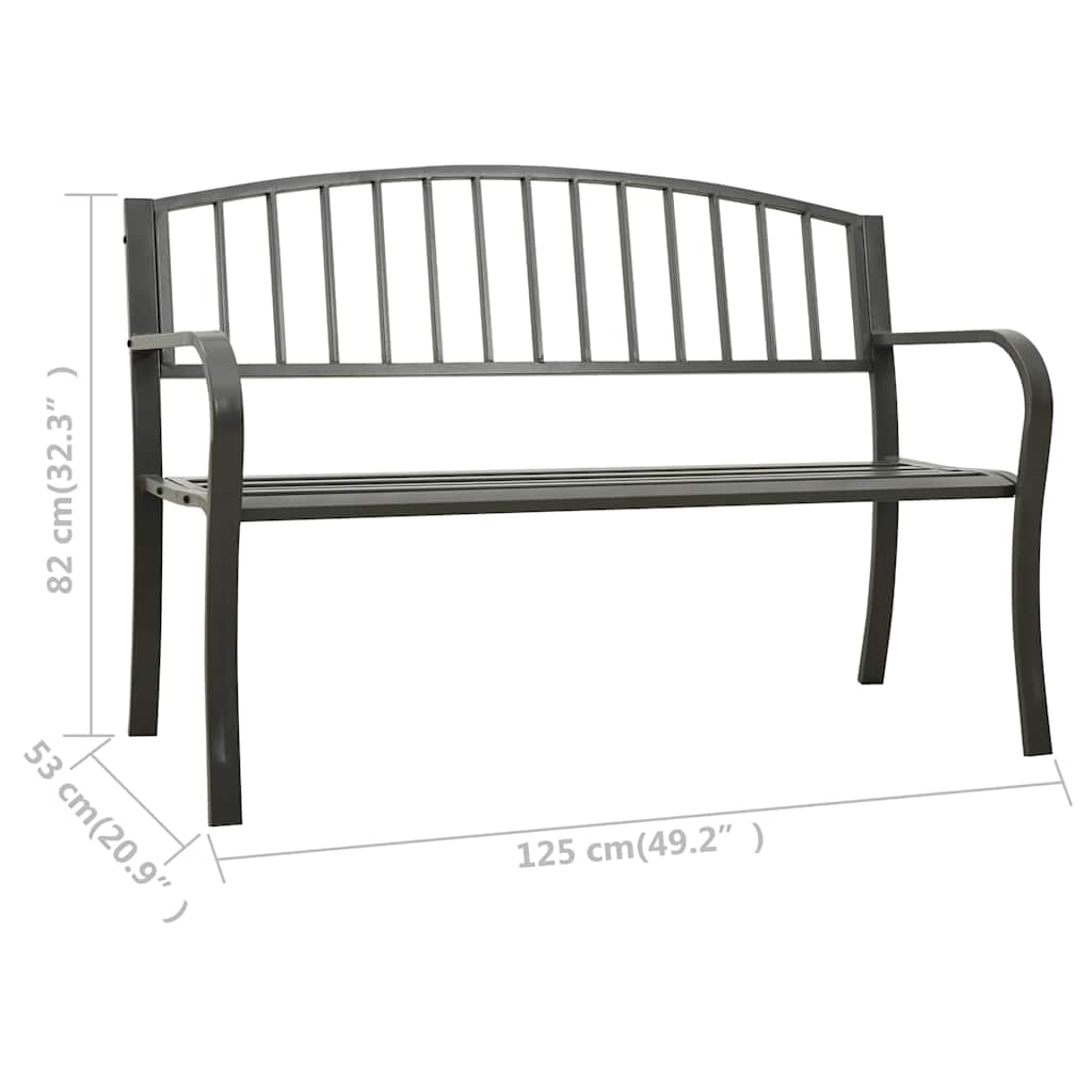 vidaXL Tuinbank 125 cm staal grijs